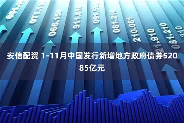 安信配资 1-11月中国发行新增地方政府债券52085亿元
