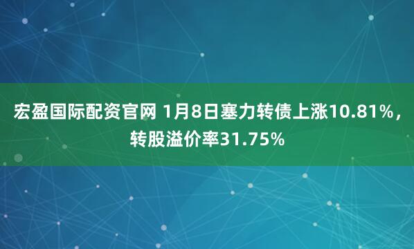 宏盈国际配资官网 1月8日塞力转债上涨10.81%，转股溢价率31.75%